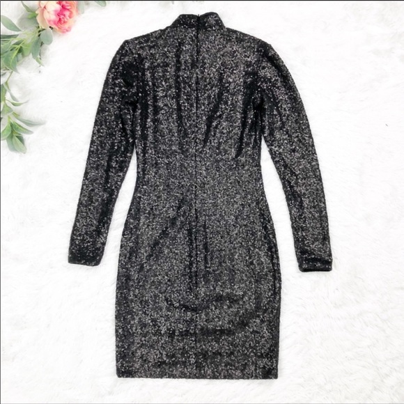 Dress the Population Black Sequin Mock Neck Dress - Picture 2 of 7